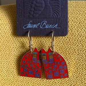 Vintage Laurel Burch "RED CAT" Earrings